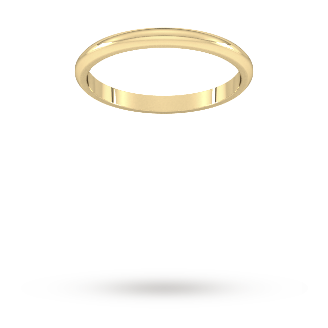 9ct 2mm Yellow Gold Traditional D shape Wedding Band.